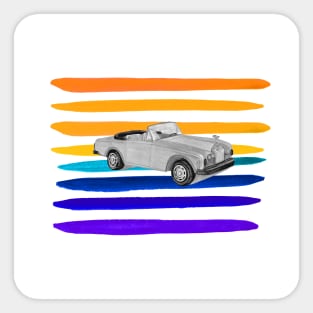 Black vintage car  with colorful gouache painted background Sticker